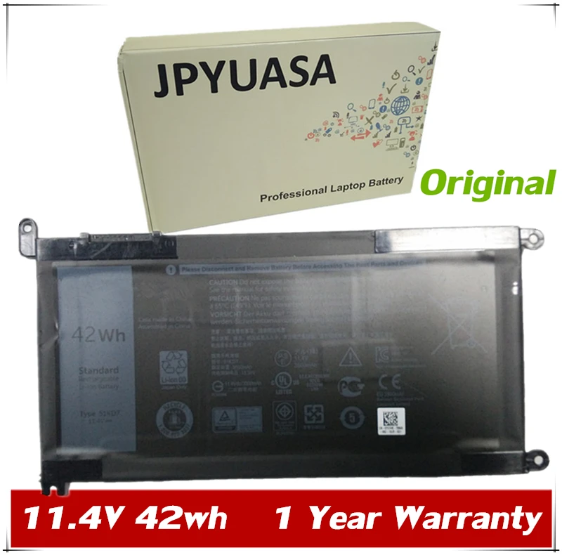 JPYUASA 11.4V 42wh Original 51KD7 Y07HK Laptop Battery For DELL Chromebook 11 3180 3189 Series Tablet