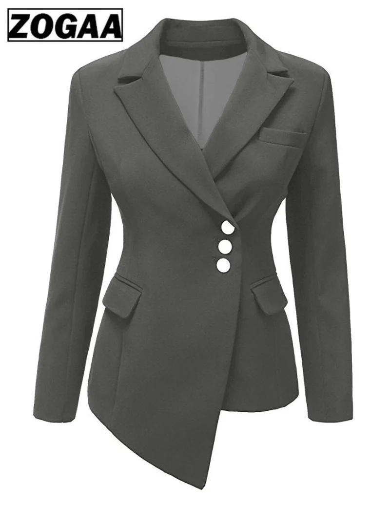 New women's long sleeve asymmetrical lapel blazer for fall 2019