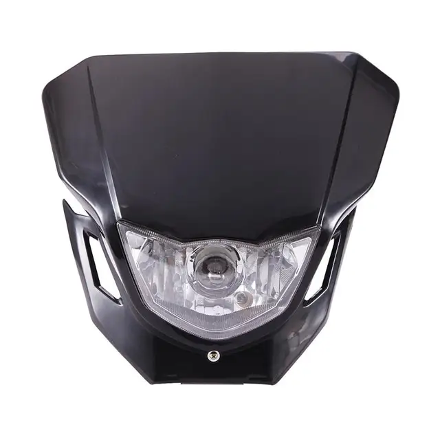 Universal Black Motorcycle Headlight Fairing Kit With LED Auxiliary Lightings Twin Head Light