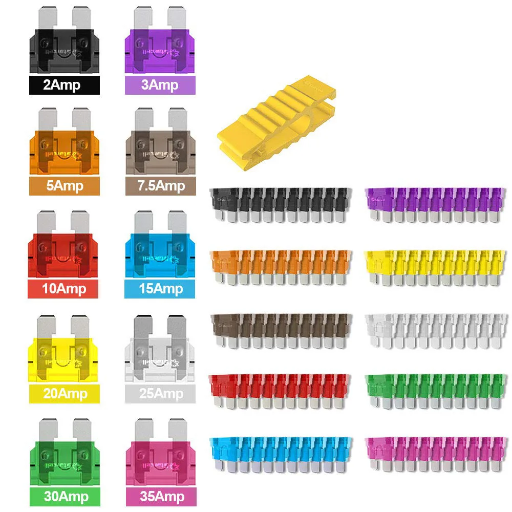 

105Pcs Blade Car Fuses Assortment Kit Fuse Holders Automotive Replacement for Car Truck SUV RV Boat