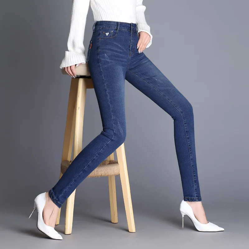 GEJIAN Woman Plus Size Stretch Jeans Female Washed Denim Skinny Pencil Pants Women Mom Jeans High Waist Jeans skinny jeans woman