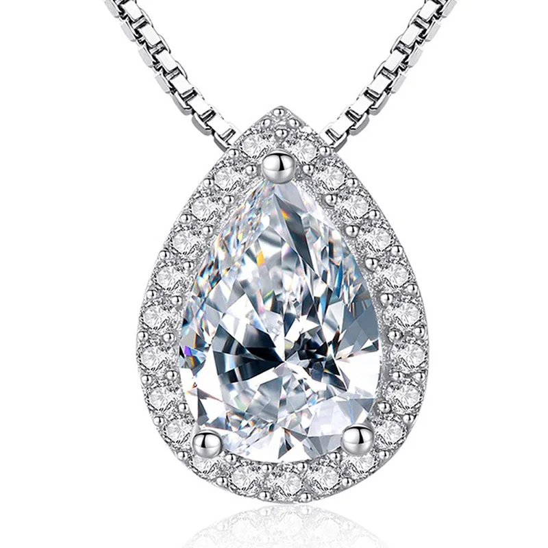 

Exquisite Shiny Classic Cubic Zirconia CZ Pear Shape Pendant Necklace Water Drop Necklaces