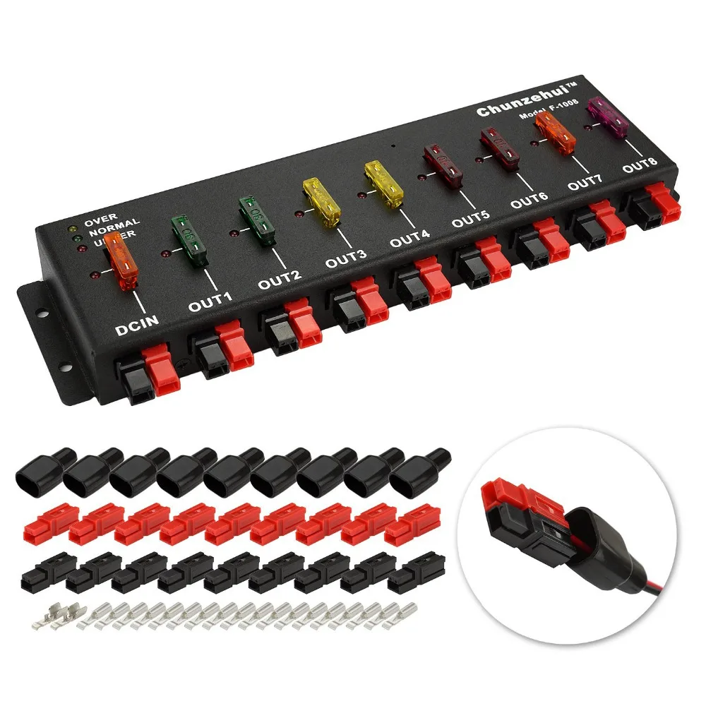 online Chunzehui F 1008 Horizontal 9 40A Porta Anderson Powerpole Conector de Alimentação Splitter Distribuidor Fonte Tira, 1 de Entrada e 8 Outpu