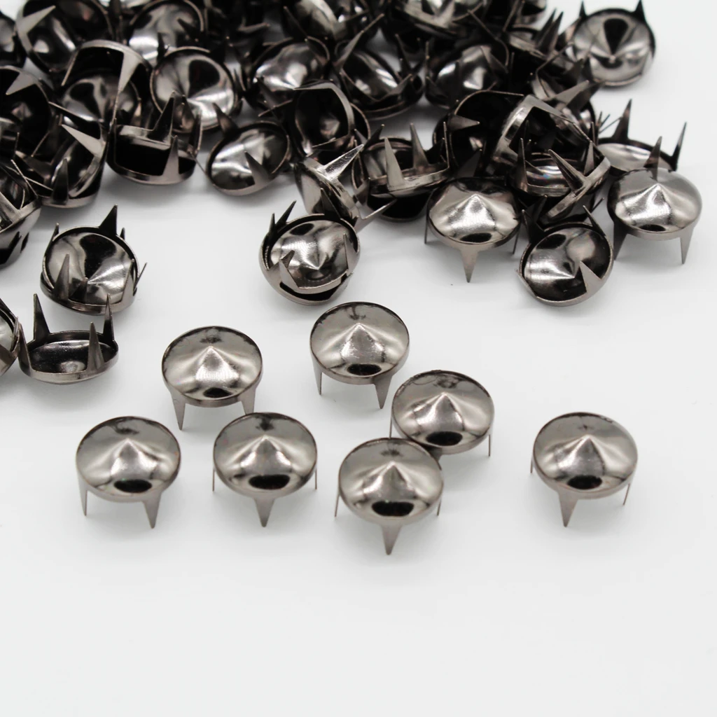 fityle 100Pcs Round Cone Rivets Metal Studs Spots Gothic DIY Leathercraft 12mm Black For Bags Clothes Hats Decor