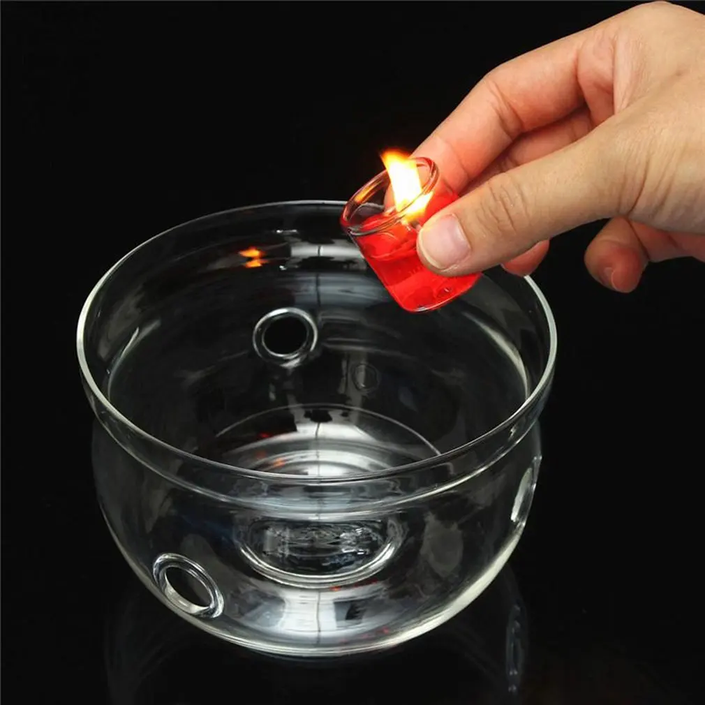 Heat-Resisting Teapot Warmer Base Clear Borosilicate Glass Round Shape Insulation Tealight Portable Teapot Holder