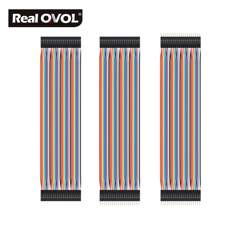 

RealQvol 2.54mm spacing 40Pin colorful dupont line, Male to Female, Male to Male, Female to Female Pure copper
