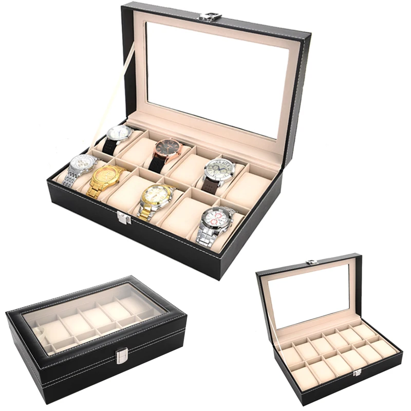 

12 Grids Handmade Watch Box Clock Box Time Box Watch Case for Watch Holding