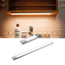 Светодиодный ночной Светильник для шкафа с датчиком движения PIR, Перезаряжаемый USB светильник 44 см, светильник для шкафа, спальни, кухни, теплый белый светильник s