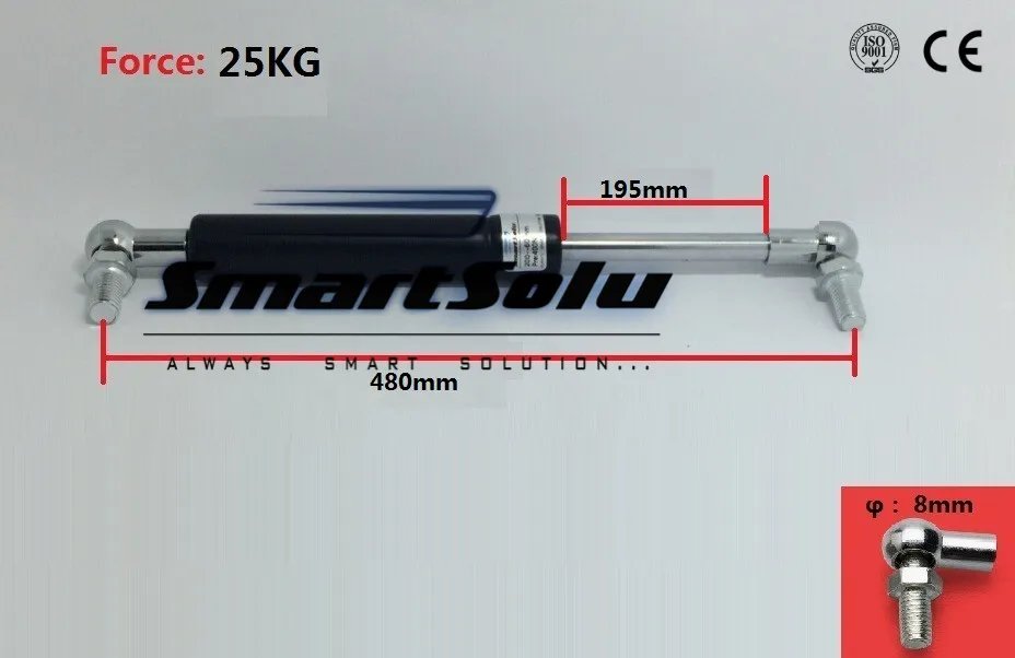 

Free Shipping 480mm X 195mmX 25kg Force Ball Joint Lift Strut Automotive Gas Spring 19.5
