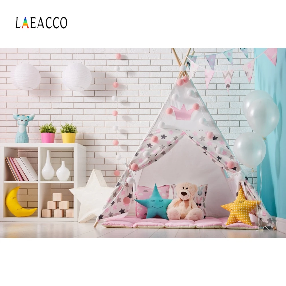 Laeacco детская комната кирпичная стена шары палатка звезда фотографии фоны индивидуальные фотографические фоны реквизит для фотостудии