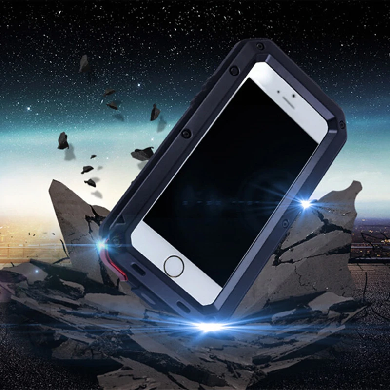 Luxury Doom Armor Life Shock Dropproof Shockproof Metal Aluminum + Silicone Protective Case for IPhone 8 7 5 5S SE X 6 S 6S Plus