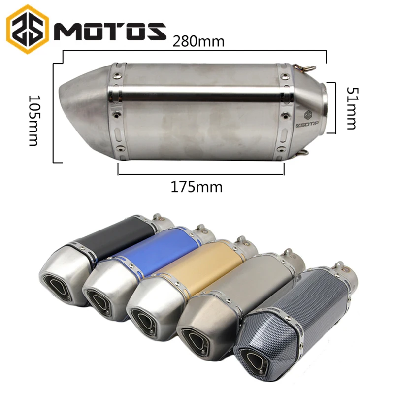 ZS MOTOS 38-51 мм мотоцикл мотокросса выхлопная труба akrapovic глушитель Escape Moto NINJA GSXR TAMX ER6N GY6 YZR R6 CBR125 CB400