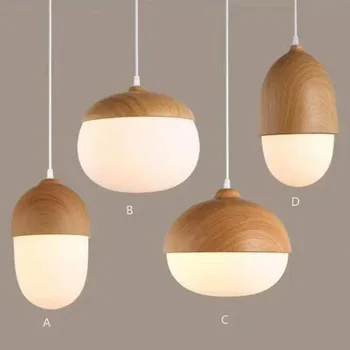 

1pcs Nuts chandelier creative living room bedroom chandelier with wood-grain mushroom chandelier