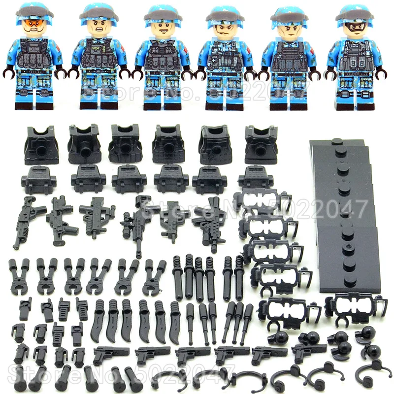 

Modern Military Figures Building Blocks UN Set Alliance Republic Army Xiaolong Commando Sophisticated Weapons Boy Toy Legoinglys