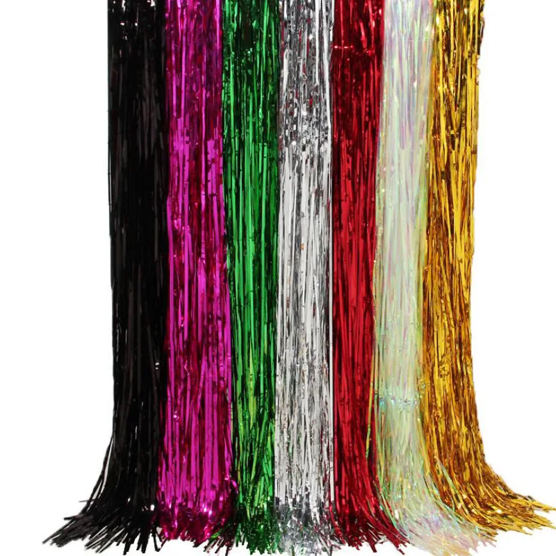 100*200cm Shiny Foil Fringe Tinsel Curtain Wedding Decoration Backdrop