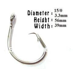 

10pcs Free Shipping Top quality Stainless Steel big game fishing hooks size 15/0