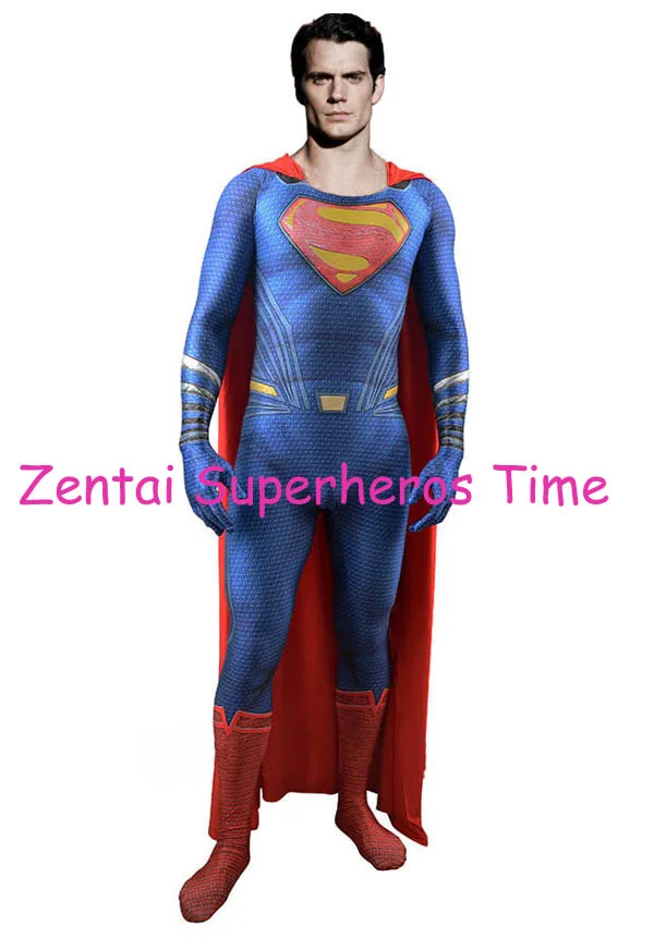 3D Print Authentic Man Of Steel Superman Superhero Costume Zentai Lycra Cosplay Costume