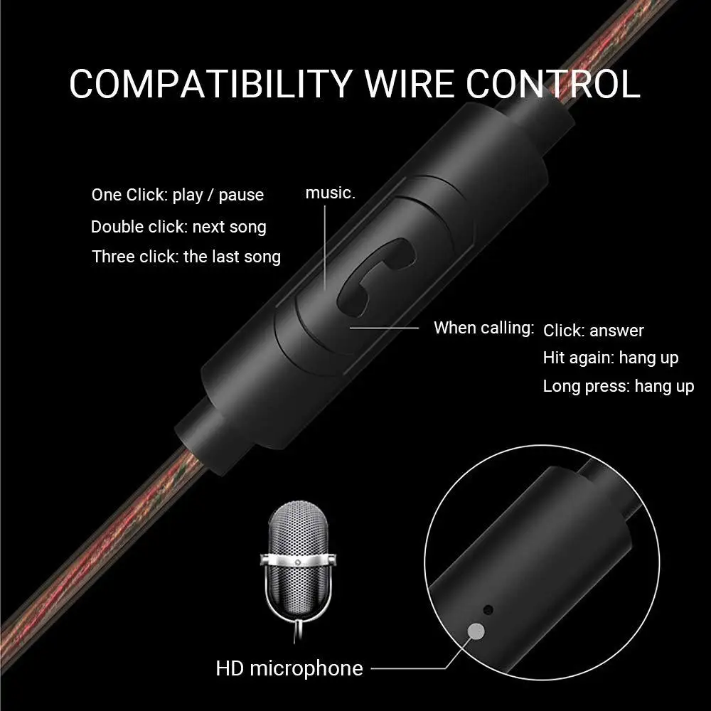 S200 Headphones 3 5mm Earphone Double Moving Circle Sports Stereo HIFI In ear Earpiece With Mic For Samsung Huawei Xiaomi IPhone
