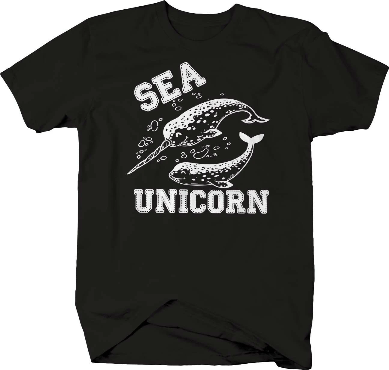 

Sea Unicorn Narwhal Ocean T-shirt Mens Casual O-Neck Tees
