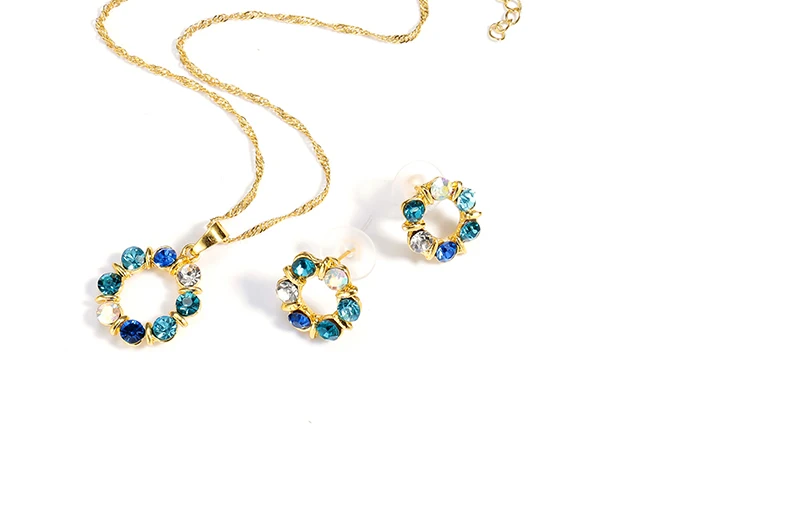Bridal Jewelry Sets For Women Wedding African Beads Jewelry Set Earrings Gold Silver Color Crystal Flowers Necklace Set (4)