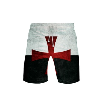 

Knights Templar Men's Shorts 3D Print Summer Mens Beach Shorts Casual Male Shorts Harajuku Brand Clothing Elastic Waist Short