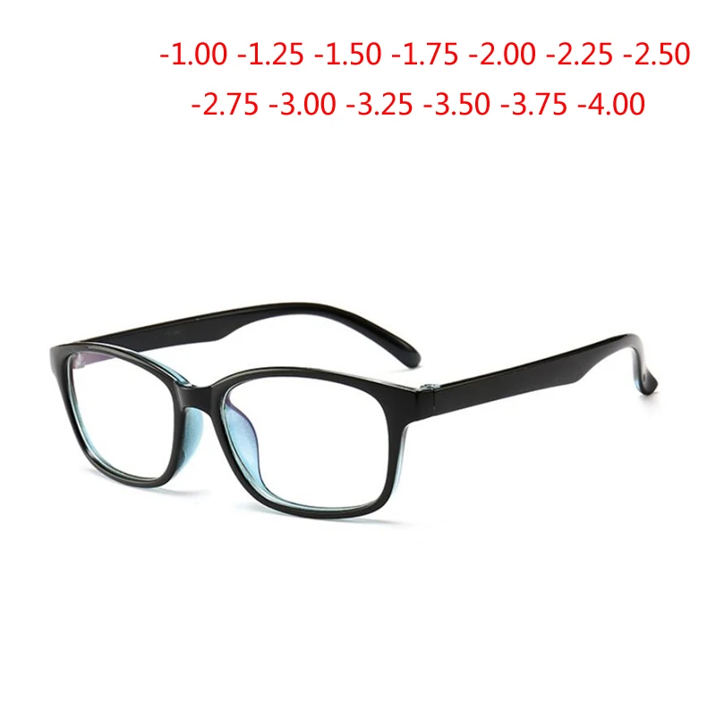 

-1.00 -1.25 -1.50 -1.75 -2.00 -2.25 To -4.0 Finished Myopia Glasses Women Men Short-sight Eyewear Outer Black Inner Blue Frame