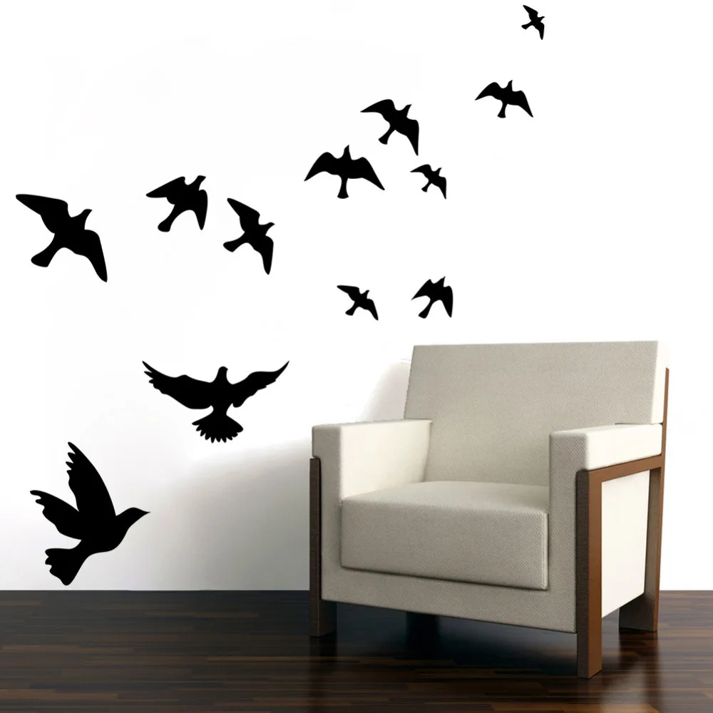 hot selling Pretty Geese Ducks Birds flying Wall Art Vinyl Decoration Removable Sticker decals 8501 Free Shipping | Дом и сад