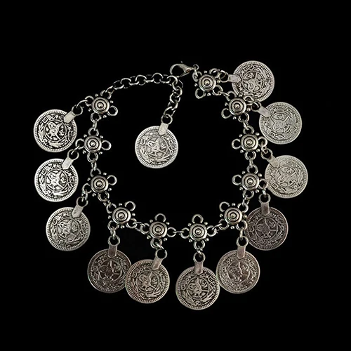 Antique Silver Bohemian Bracelet Barefoot Sandal Turkish Coin Anklet Jewelry Gift