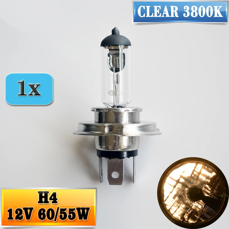 Clear 12V 55W 3800K HeadLight Bulb Glass Hippcron H7 Halogen Lamp 2 PCS 1 Pair