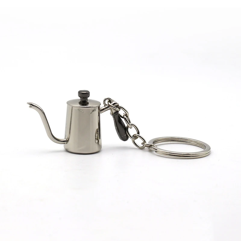Креативный брелок для кофе бариста, брелок для кофемашины с ручкой Moka, портативный брелок для кофейной посуды, аксессуары для приготовления эспрессо, подарок - Цвет: Silver Pot