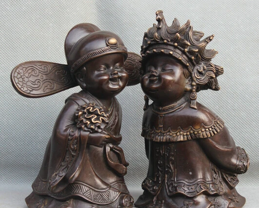

shitou 002760 China Chinese Folk Fengshui PURE Bronze Bridegroom With Bride Love Kiss Statue discount 30% (C0324)