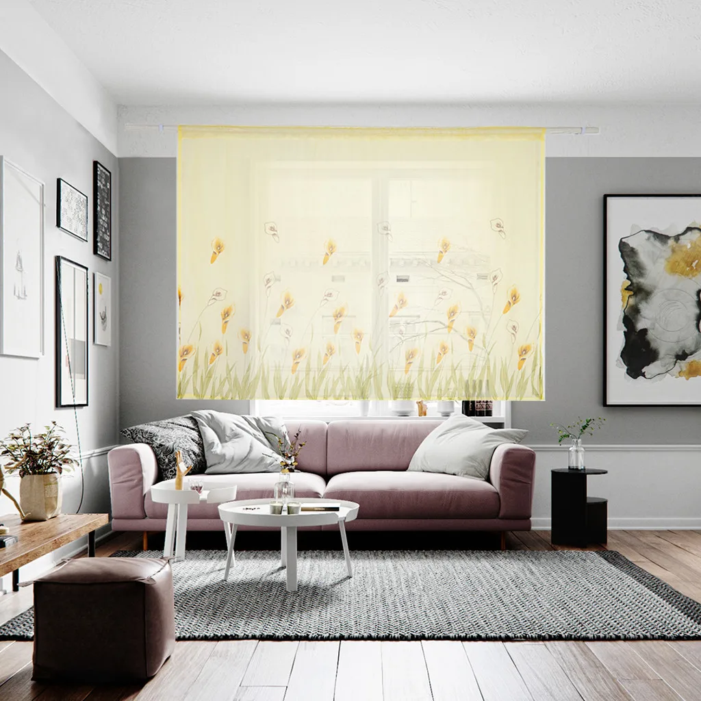 1 ткань современный Daffodil цветок тюль шторы занавеска для разделения комнат комнаты s Для Гостиная украшения дома 100x130 см