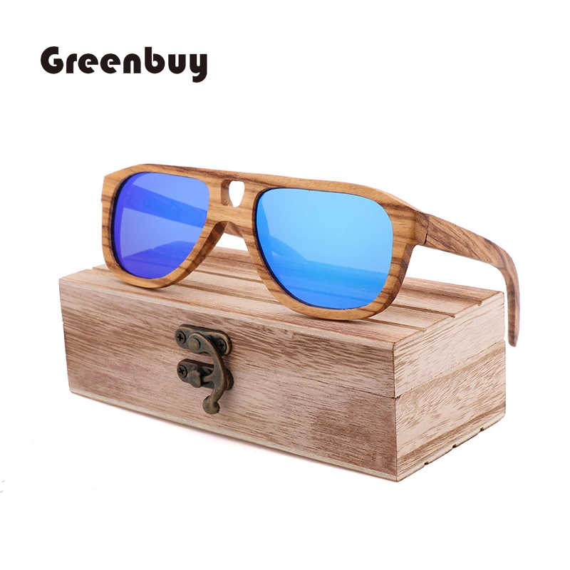 

New hot natural environmental protection bamboo sunglasses retro men and women models sunglasses engraved LOGO zebra wood 5608