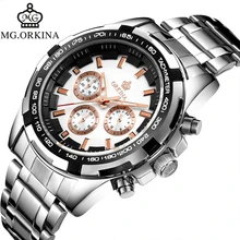 MG. ORKINA Мужские часы с японским механизмом кварцевые корпус из нержавеющей стали водонепроницаемые мужские наручные часы хронограф спортивные часы