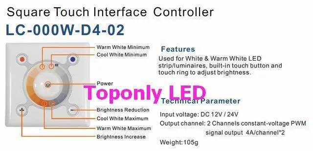 DC12/24 v pwm Светодиодная панель регулировки яркости подсветки, используется для отлично сохраняет тепло теплые белые светодиодные ленты/светильников для того, чтобы отрегулировать CCT и яркость! 20 шт./партия