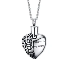 Men Woman Stainless Steel ” Always in my Heart” Ash Pendant Locket Necklace, Openable, with 19″ Chain