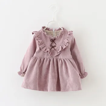 

Baby girl clothes baby lace thick velvet dress corduroy thick long-sleeved skirt Korean princess dress girl pettiskirt dress