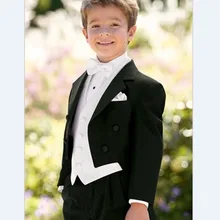 Новое поступление для мальчиков смокинг с лацканами с тупым углом, Детский Комплект Черный Малыш/свадьбу/костюмы для выпускного(куртка+ жилет+ Брюки для девочек+ галстук-бабочка+ рубашка) NH1