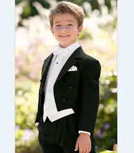 New Arrival Boy Tuxedos Notch Lapel Children Suit Black Kid/Ring Wedding/Prom Suits ( Jacket+Vest+Pants+Bow Tie +Shirt ) NH1