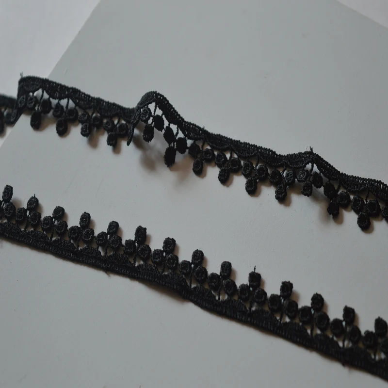 2 ярда/Лот) черная Цветочная Венецианская растворимая Высококачественная кружевная ткань вышитая кружевная отделка-1705082