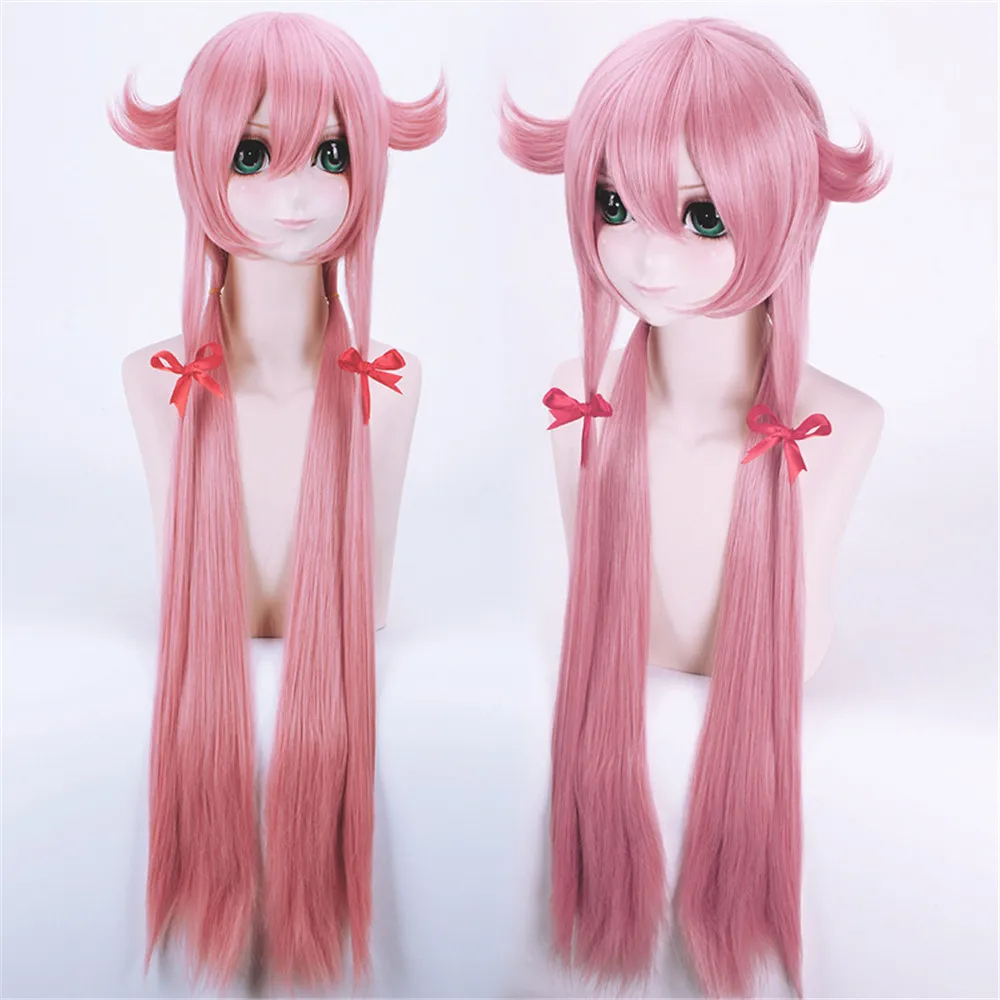 

Free Shipping The Future Diary Yuno Gasai 100cm Long Pink Straight Anime Cosplay Wig Mirai Nikki Cheap Synthetic Hair Wigs