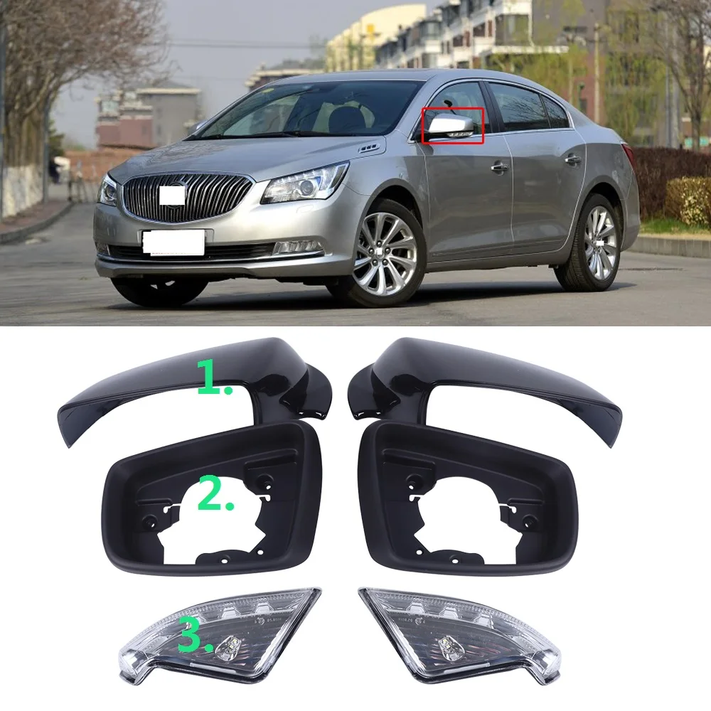 

CAPQX 1PCS For Buick Lacrosse 09-15 Outer Rearview Mirror Lid Side Mirror Cover Frame Shell LED Turn Signal Light Indicator Lamp