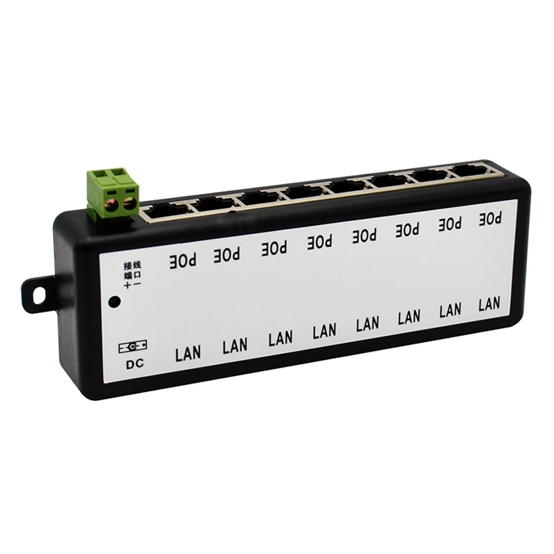 

Black color Poe Injector 8 Ports Poe Splitter for Cctv Network Poe Camera Power Over Ethernet