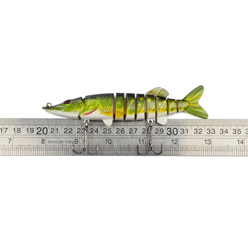 12.5cm/20g Artificial Fishing Lure Bait 3D Eyes 9 Segments 2 Hooks Fish Lures Sea Fishing Crankbait Swimbait Tackle 4# Newest