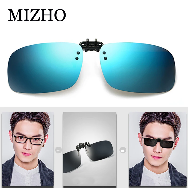 

MIZHO Rectangle Polarized Clip Sunglasses Brand Designer Clear Vision Sun Glasses for Men Women Driving Anti Glares UV400