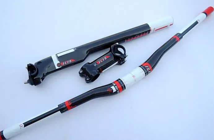 

2015 new FCFB FW white red carbon fibre mountain handlebar set Stem Carbon seatpost handlebar road bike