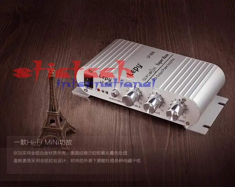 DHL или FedEx 20 шт. LP-808 мини Hi-Fi аудио усилитель звука 20 Вт X2 RMS Amp для дома автомобиля лодка мини-усилитель