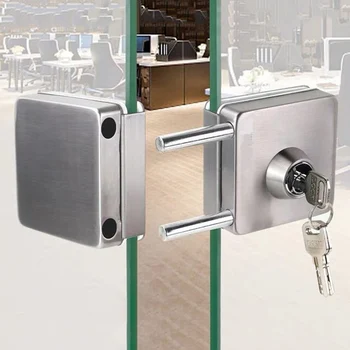 

Stainless Steel 10-12mm Glass Door Lock Double Sides Open No Drilling Gate Lock SDF-SHIP