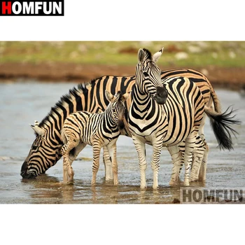 

HOMFUN Diamond Embroidery DIY Diamond Painting Cross Stitch Kit "Zebra family" 5D Needlework Diamond Home Decoration A26106