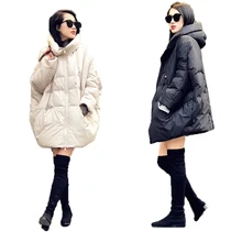 Зимние новые свободные по Размеры d 90% Белое пуховое пальто Для женщин зима Причинно капюшоном свет плюс Размеры женские пуховики парки